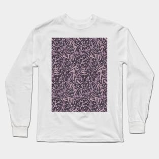 Botanicals and Dots - Hand Drawn Design -Purple, Mauve, Slate Grey Long Sleeve T-Shirt